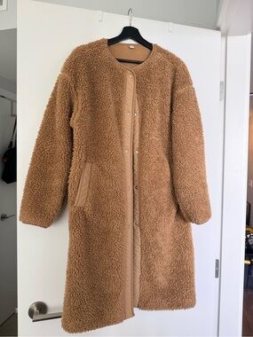 Uniqlo Camel Teddy Long Coat